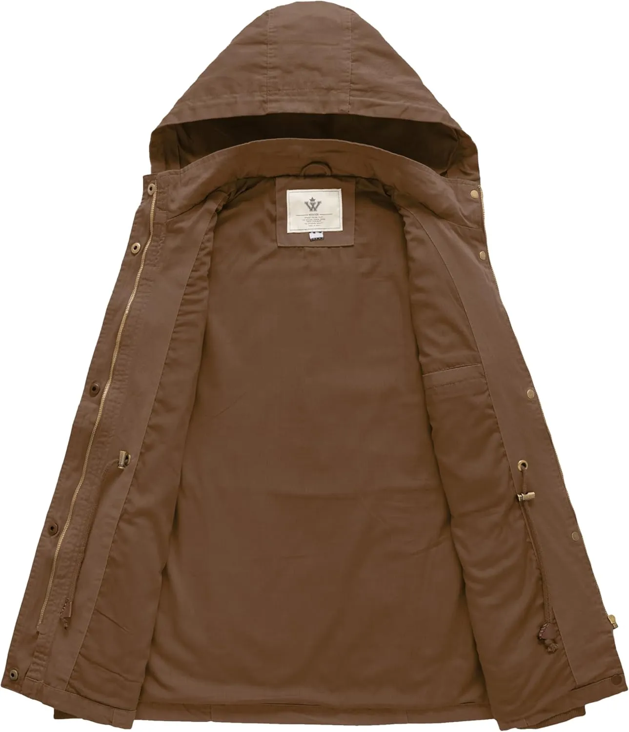 WenVen Women's Cotton Military Jacket Lightweight Casual Anorak Coat with Hood