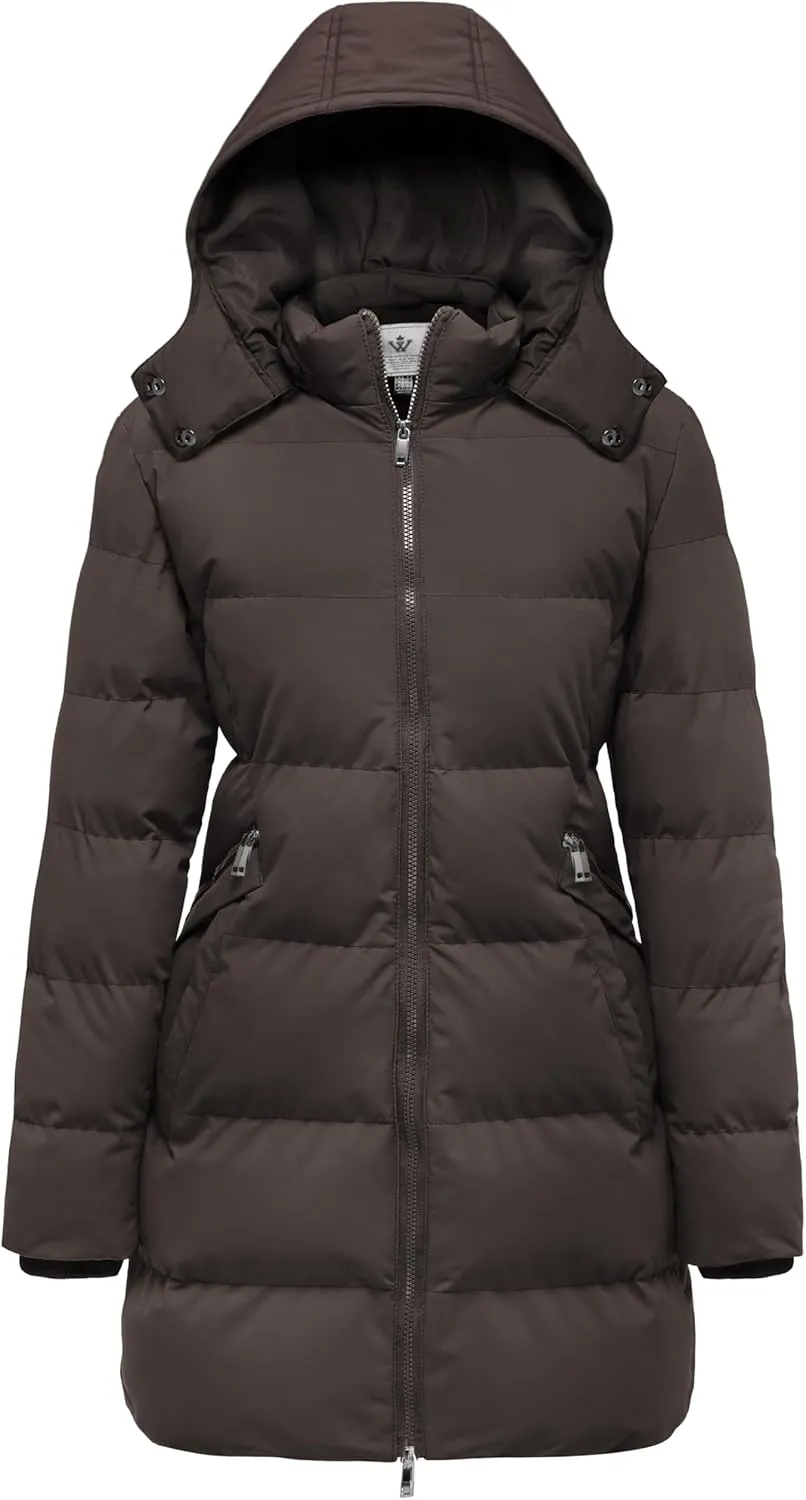 WenVen Women's Warm Thickened Parka Coat Winter Puffer Jacket with Removable Hood