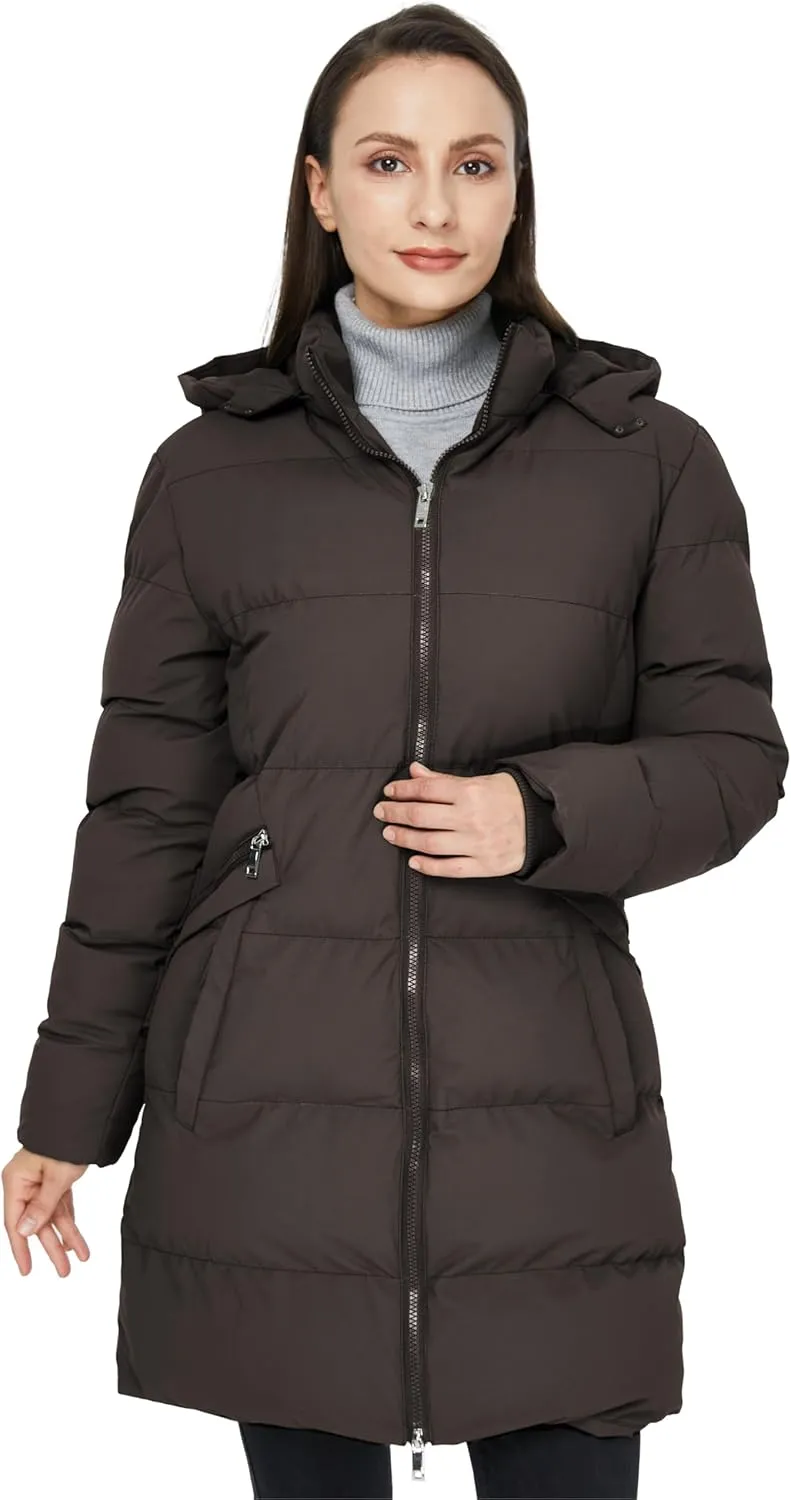 WenVen Women's Warm Thickened Parka Coat Winter Puffer Jacket with Removable Hood