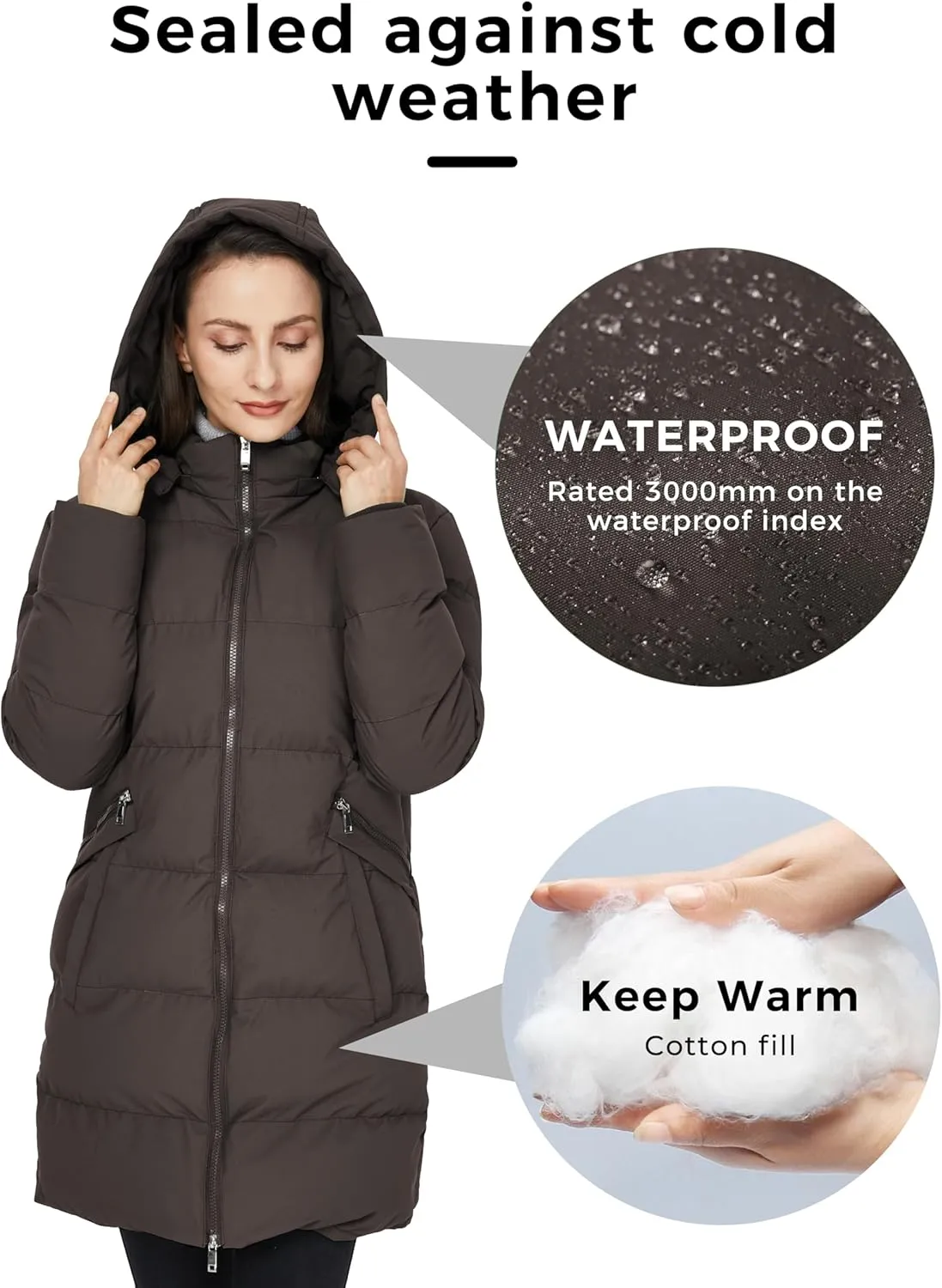 WenVen Women's Warm Thickened Parka Coat Winter Puffer Jacket with Removable Hood