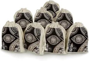 Western Pacific Traditional Drawstrings Bags Durable Portable Cotton Linen Cloth Pouch Reusable Small Storage Bags For Wrapping Gift Small Jewelry Stones Bracelet Headphones