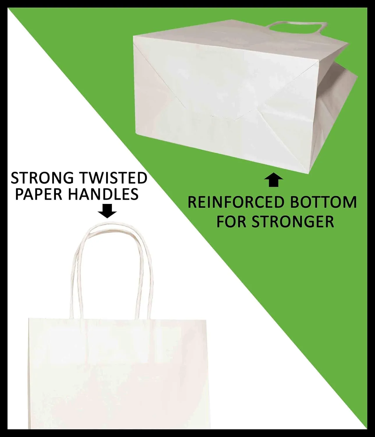 White Paper Gift Bags Bulk with Handles 8 X 4.5 X 10.5 [50 Bags] Ideal for Shopping, Packaging, Retail, Party, Craft, Gifts, Wedding, Recycled, Business, Goody and Kraft Merchandise Bag