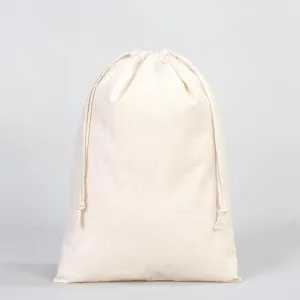 Wholesale 10"W x 14"H (25 cm x 35 cm)" Organic Cotton Pouch Bags -  Bulk Organic Cotton Double Drawstring Pouch Bags - No Print Cotton Pouch