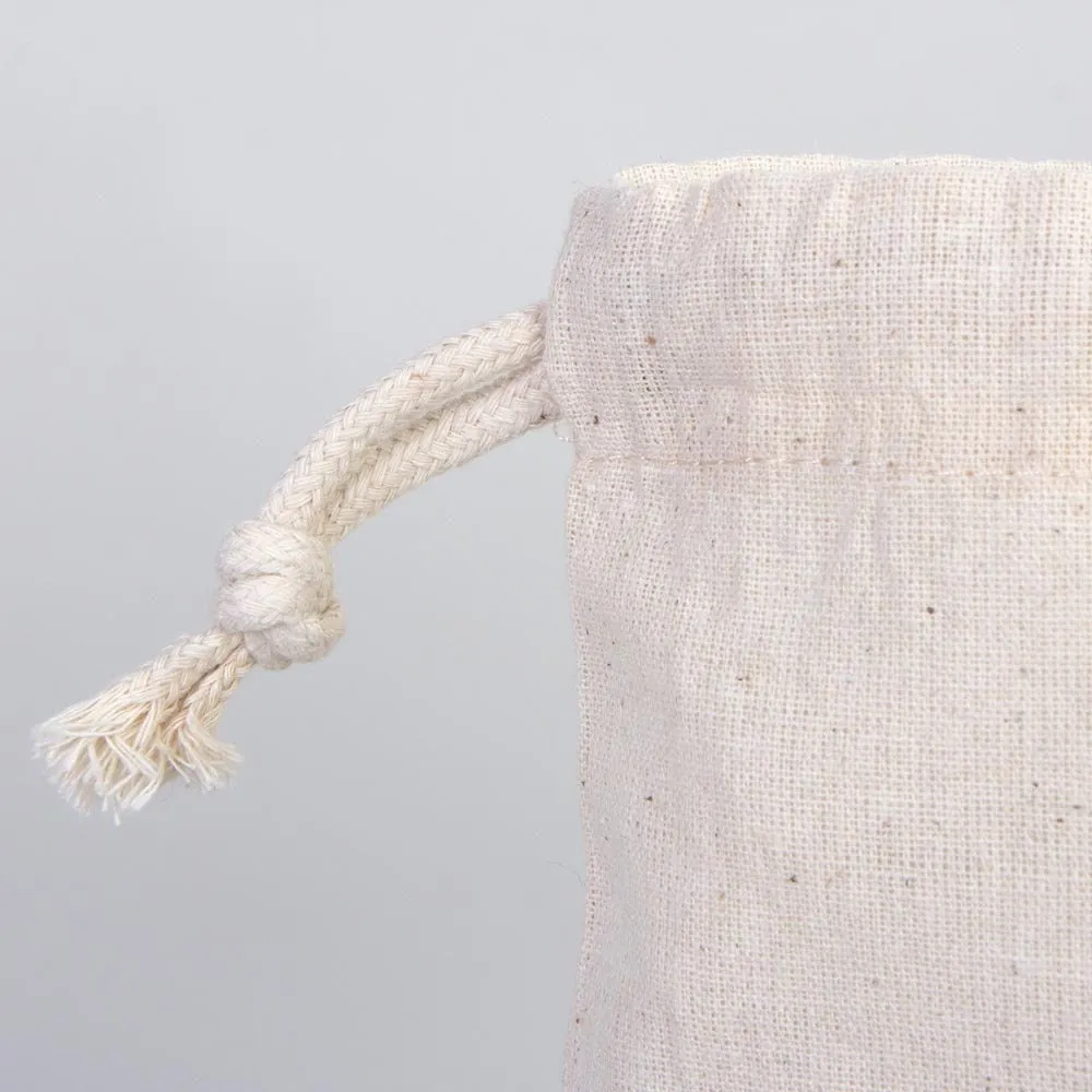 Wholesale 10"W x 14"H (25 cm x 35 cm)" Organic Cotton Pouch Bags -  Bulk Organic Cotton Double Drawstring Pouch Bags - No Print Cotton Pouch