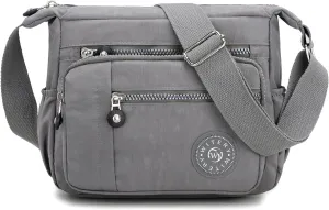 WITERY Nylon Shoulder Bags for Women - Multi-Pocket Zipper Waterproof Travel Purse Casual Small Lightweight Messenger Bag