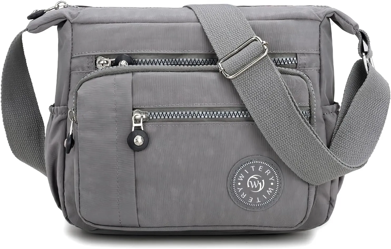 WITERY Nylon Shoulder Bags for Women - Multi-Pocket Zipper Waterproof Travel Purse Casual Small Lightweight Messenger Bag