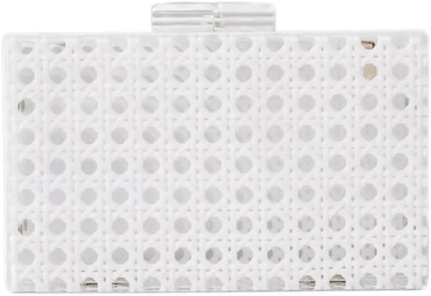 Women Acrylic Bag Rattan Clutch Purse Woven Bag Square Box Crossbody Handbag Shoulder Bag Summer Beach Purse