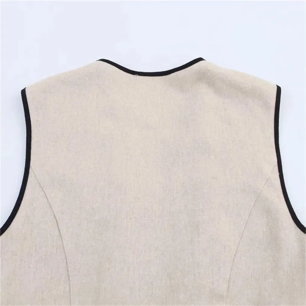 Women Casual Sleeveless Midi Long Dress with Belt Solid V-Neck A-Line Tank Dress