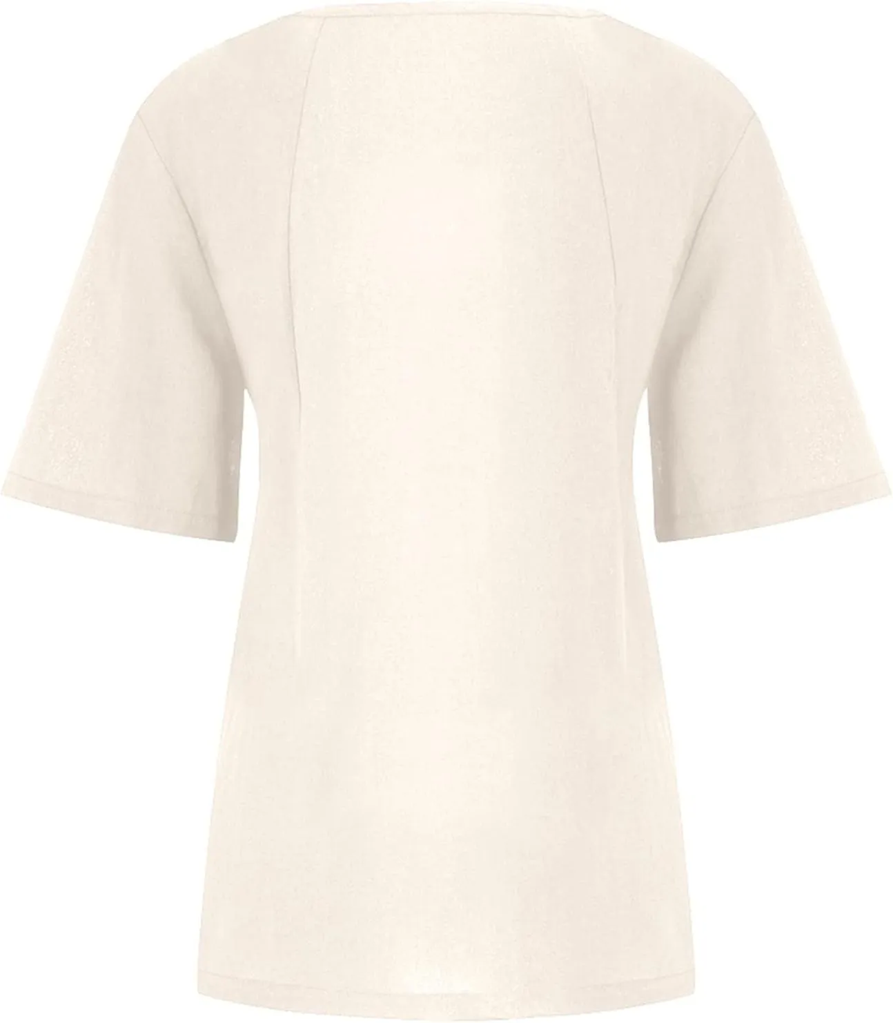 Women Cotton Linen Short Sleeve Shirts Summer Boho Floral Print Blouses Casual Button Loose Tunic Tops
