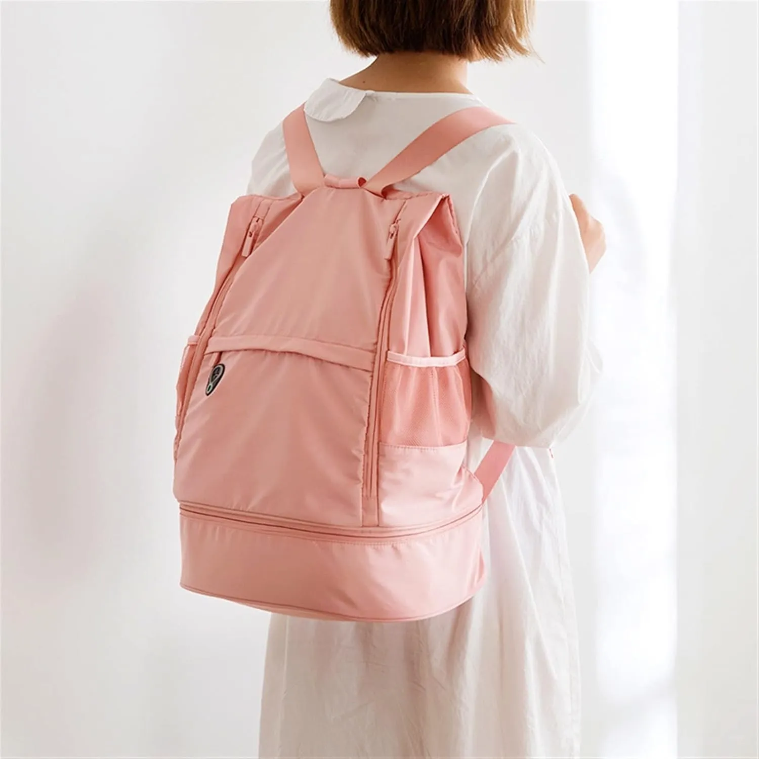 women Gym Backpack Dry Wet Bag Swimming Women Fitness Bags For Shoes GymtasSport Sports Swim Men (Pink)
