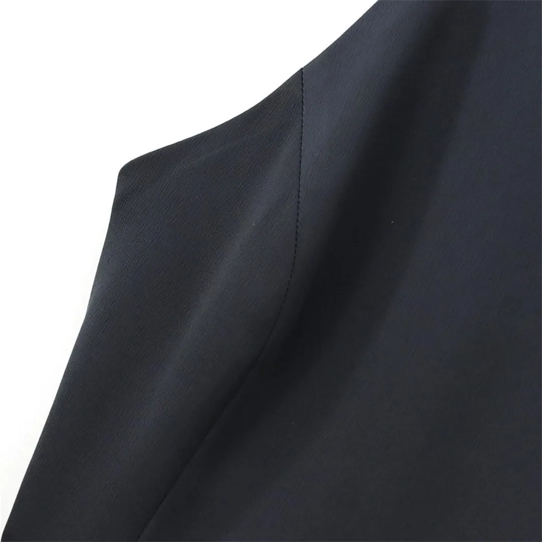 Women Sexy Slim Black Cutout Halter Mini Dress French Backless Pleated Back Zipper Party Dress