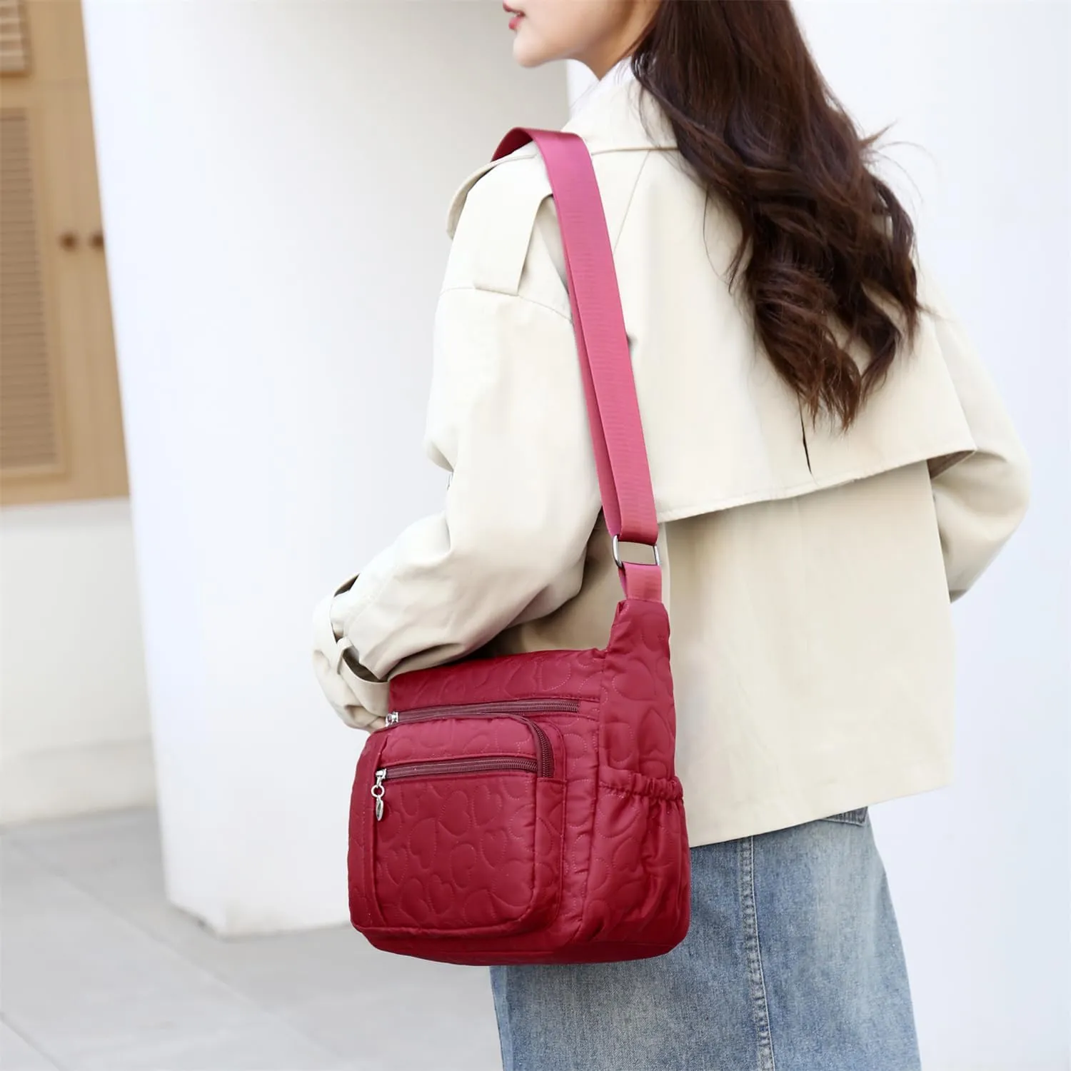 Women Shoulder Handbag Roomy Multiple Pockets Bag Ladies Crossbody Purse Tote Top Handle Satchel