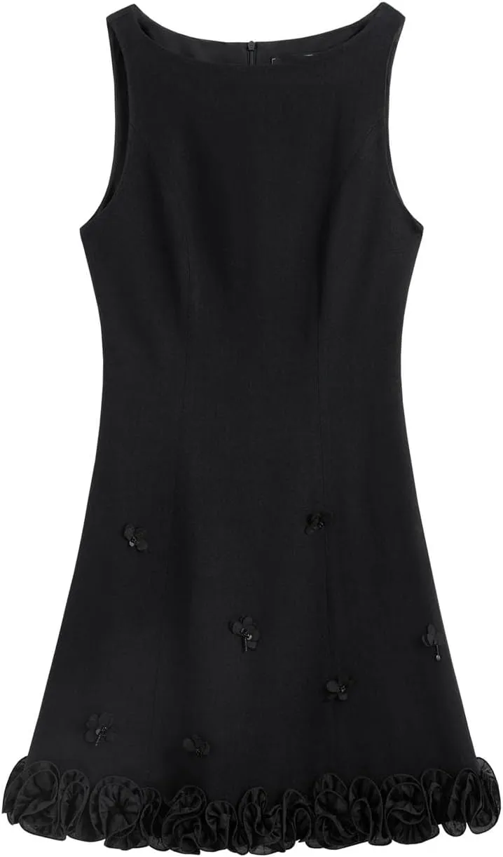 Women Slim Crew Neck Dress Solid Sleeveless Office Lady Mini Vest Dresses
