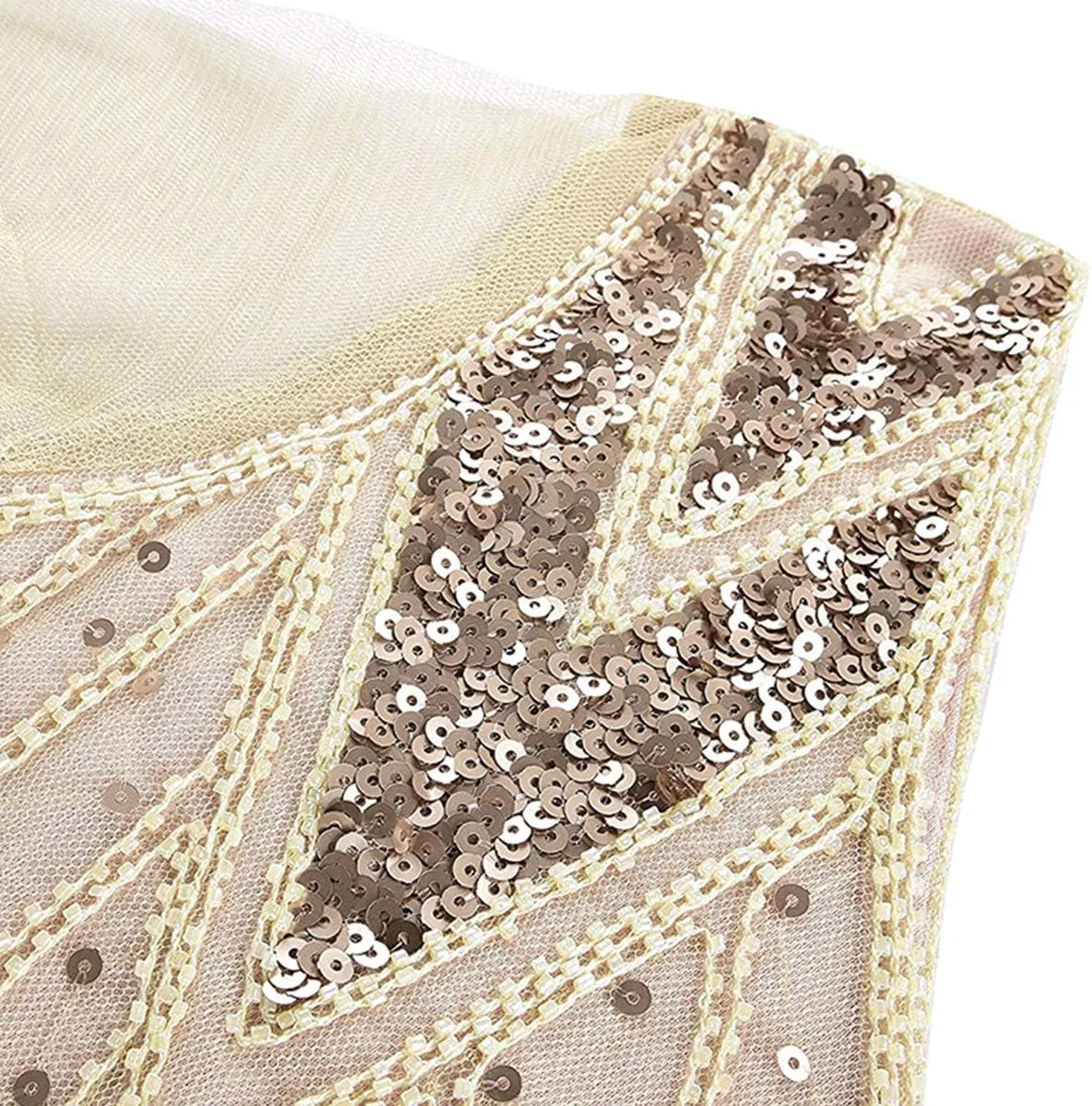 Women Vintage 1920s Gatsby Flapper Evening Party Dress V Neck Art Deco Sequins Mermaid Hem Cocktail Formal Long Maxi Gown