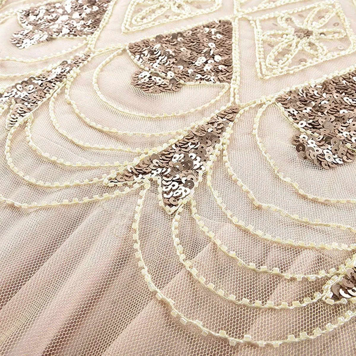 Women Vintage 1920s Gatsby Flapper Evening Party Dress V Neck Art Deco Sequins Mermaid Hem Cocktail Formal Long Maxi Gown