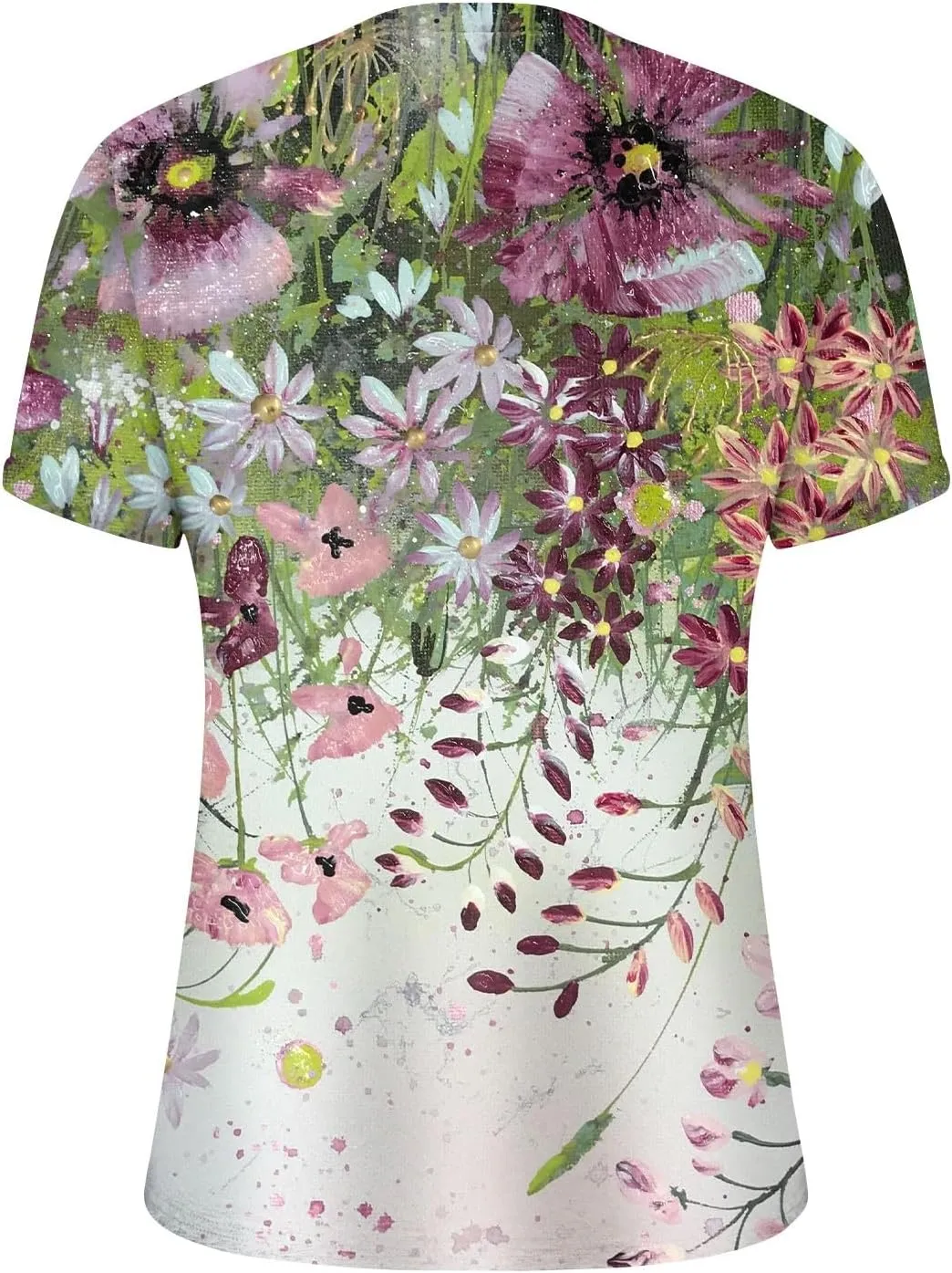 Womens 2024 Summer Tops Floral Short Sleeve V Neck Blouses for Women Dressy Casual Loose Vaction Button Shirts