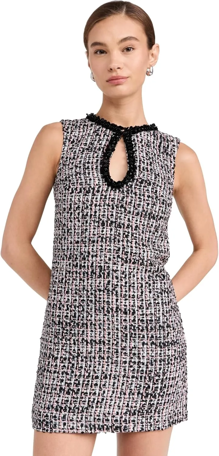 Women's Black Boucle Embellished Mini Dress