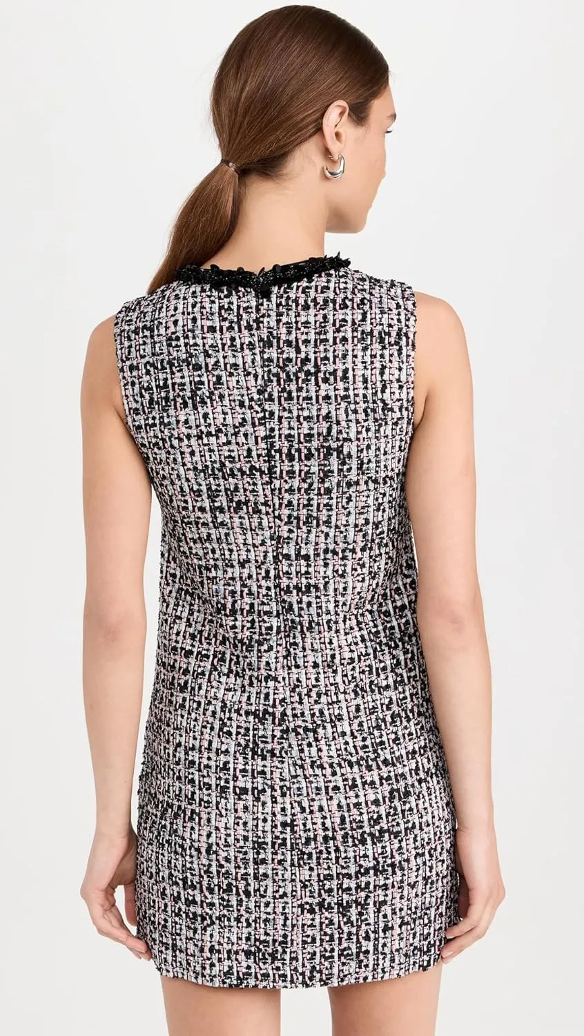 Women's Black Boucle Embellished Mini Dress