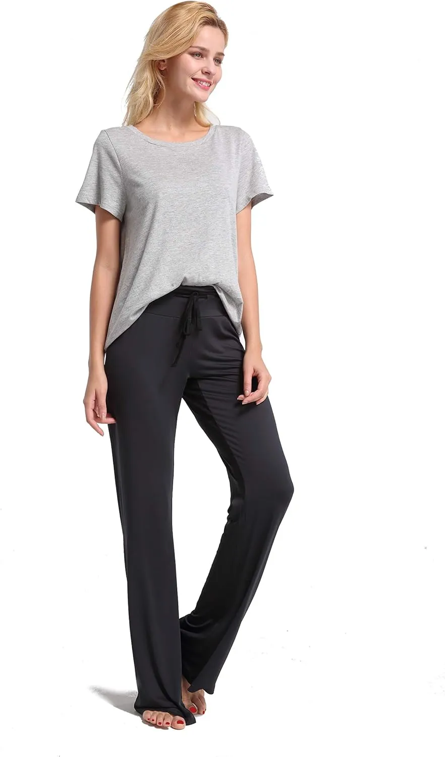 Womens Casual Stretch Cotton Pajama Pants Simple Lounge Pants