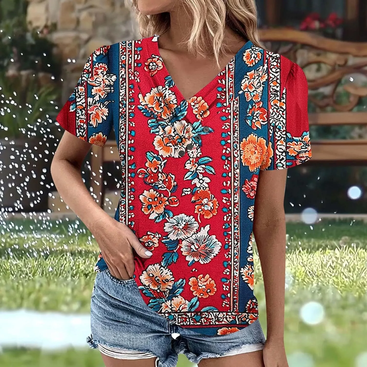 Womens Cotton Buttons Shirts Trendy Short Sleeve Tshirts Casual Collared Button Blouses Oversized Tops for Women