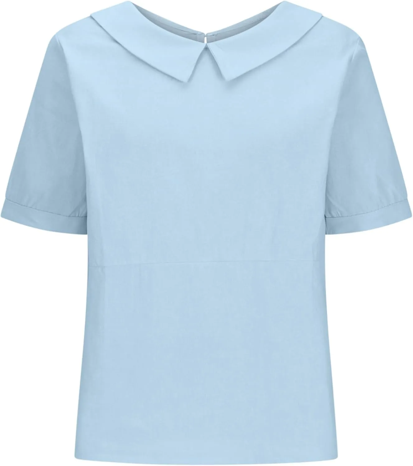 Women's Cotton Shirts Cute Peter Pan Collar Blouse Women Summer Cotton Tops Puff Sleeve Casual Cotton Tunic Tops