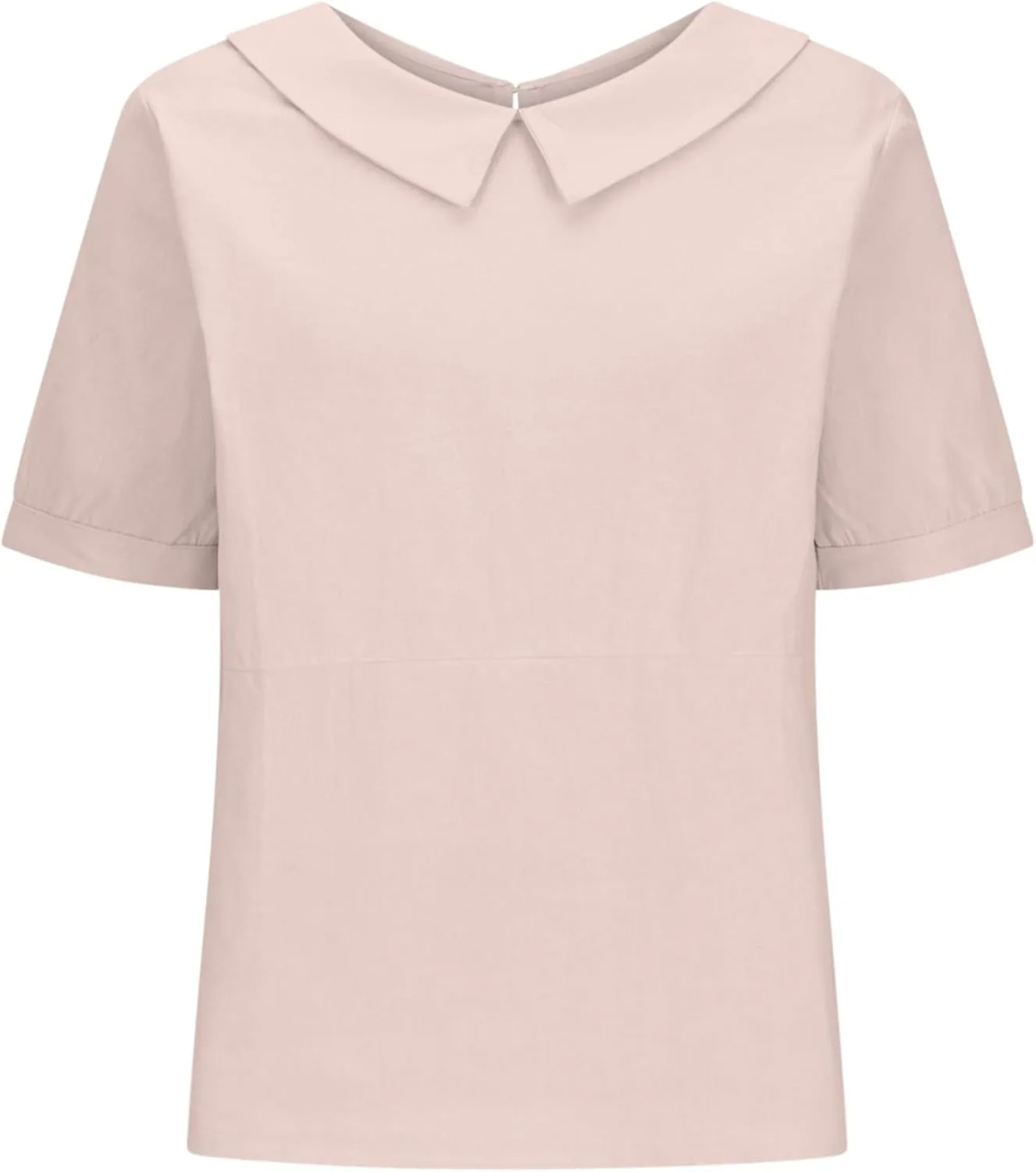 Women's Cotton Shirts Cute Peter Pan Collar Blouse Women Summer Cotton Tops Puff Sleeve Casual Cotton Tunic Tops