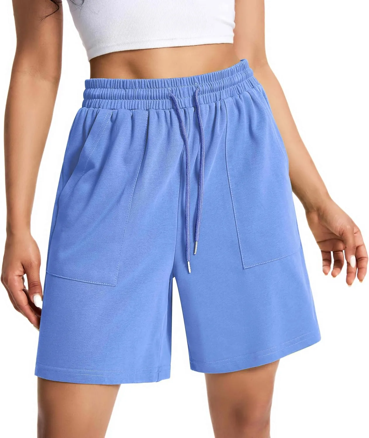 Womens Cotton Sweat Shorts Casual Summer Short Loose Drawstring Lounge Running Athletic Shorts with Pockets