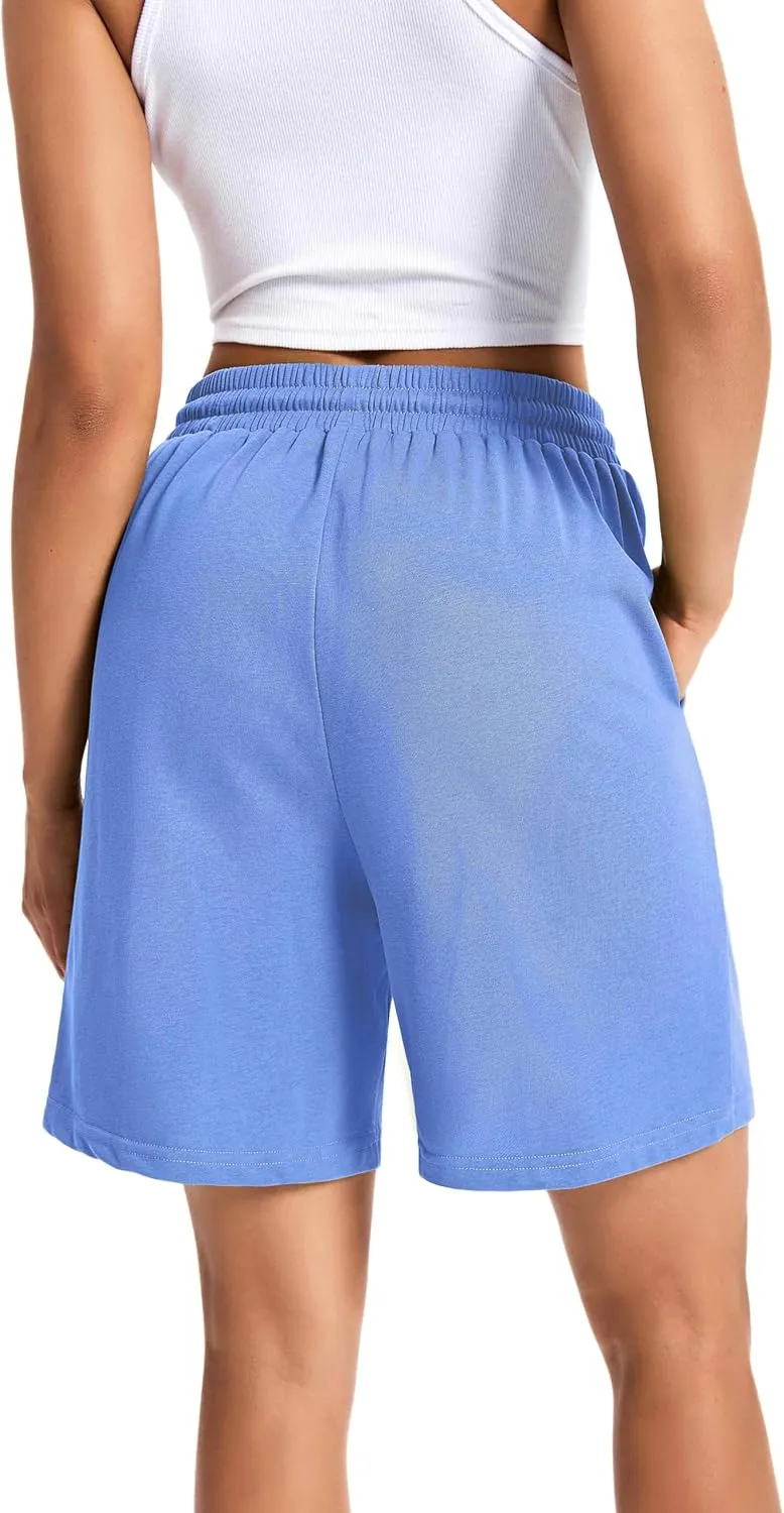 Womens Cotton Sweat Shorts Casual Summer Short Loose Drawstring Lounge Running Athletic Shorts with Pockets