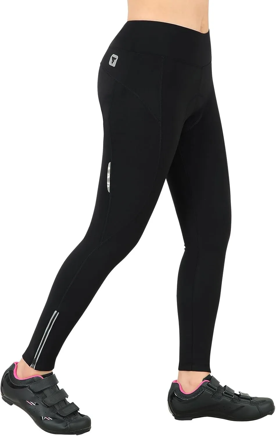 Women's Cycling Pants 3D Padded Compression Tight, Long Bike Bicycle Pants with Wide Waistband