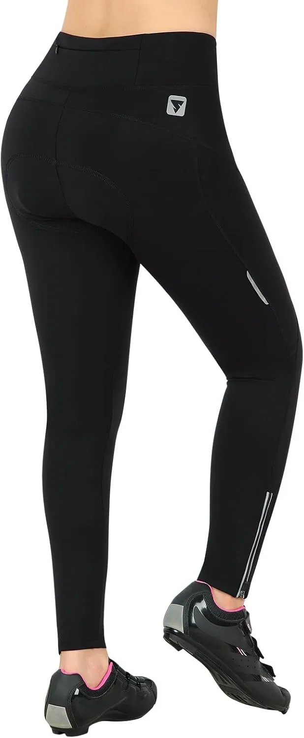 Women's Cycling Pants 3D Padded Compression Tight, Long Bike Bicycle Pants with Wide Waistband