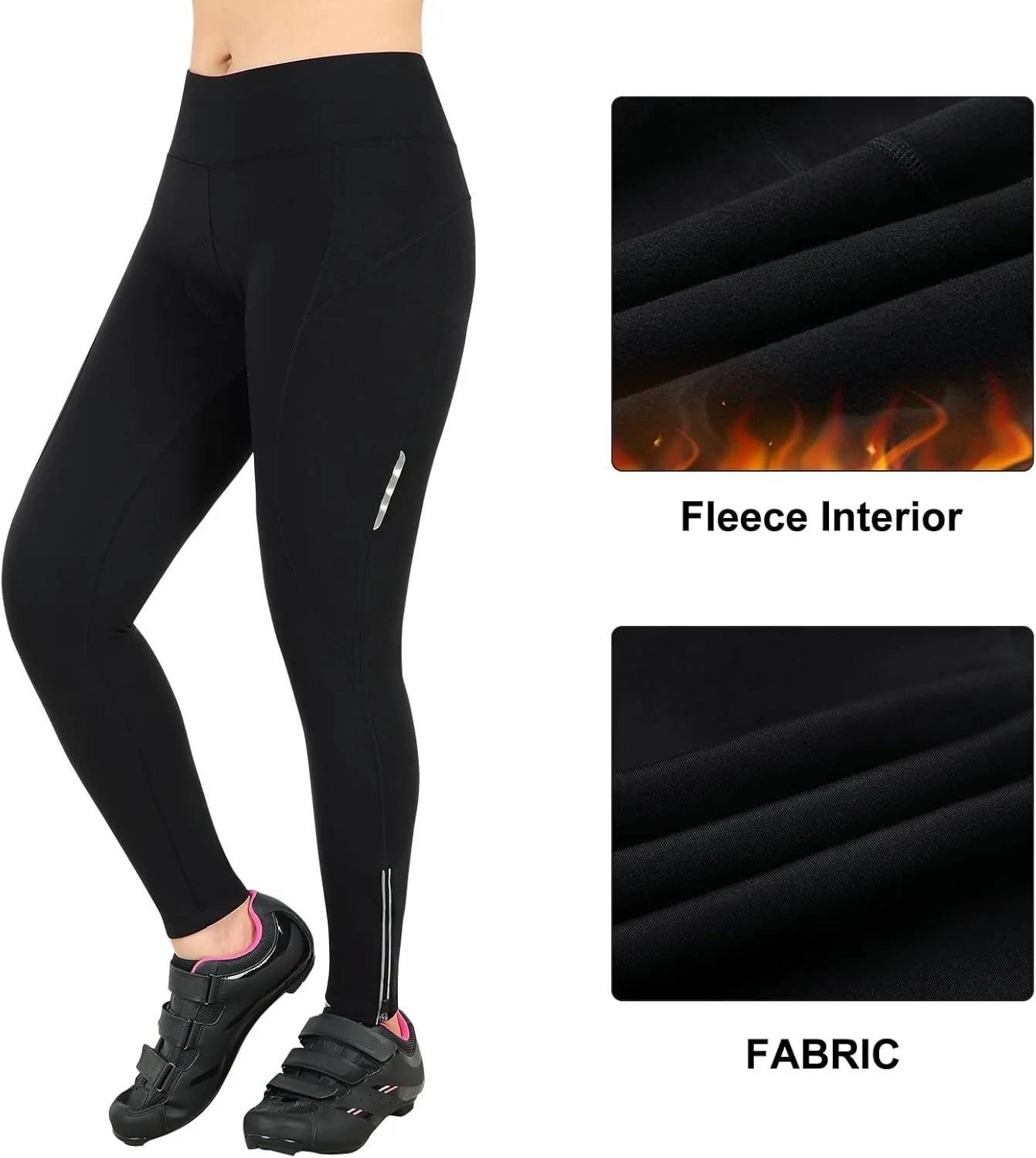 Women's Cycling Pants 3D Padded Compression Tight, Long Bike Bicycle Pants with Wide Waistband