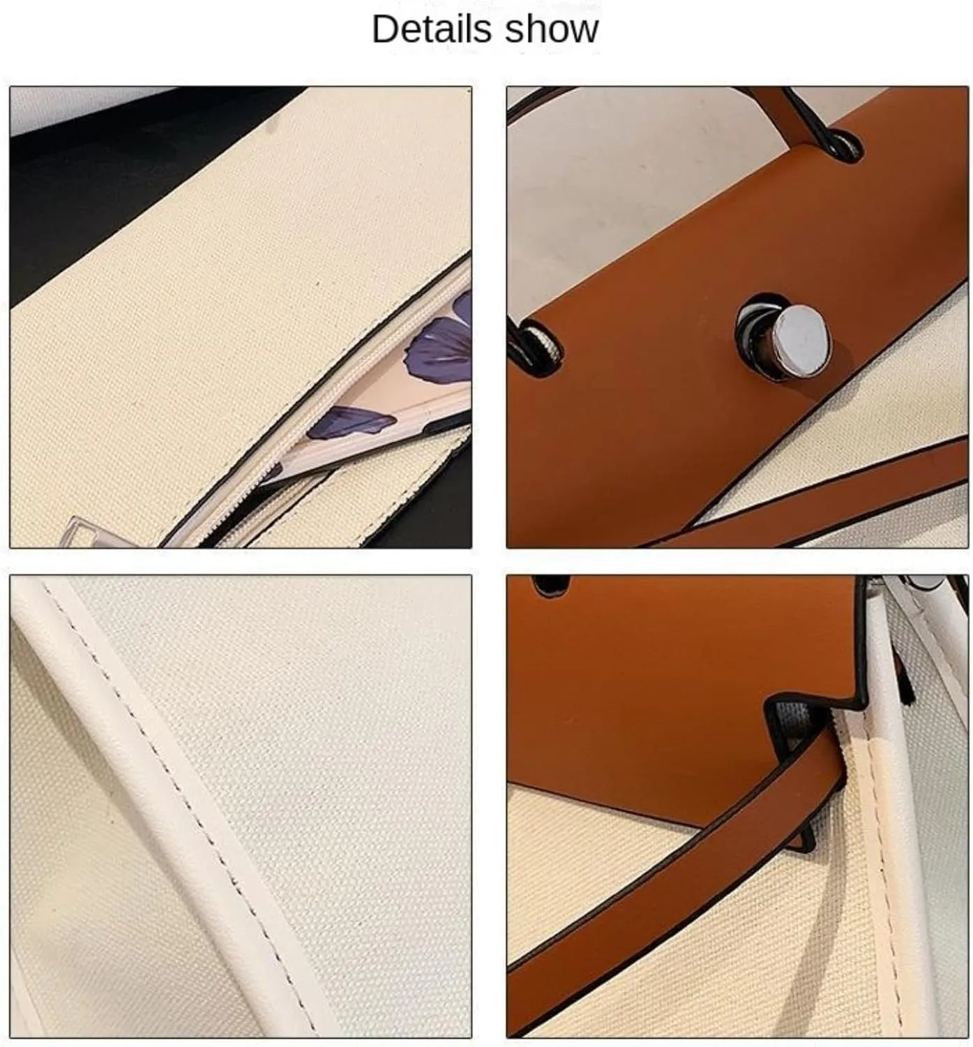 Women's Euro Canvas Tote Bag - 3-Way Adjustable (Crossbody/Shoulder/Hand) for Work & Retro, Spacious   Zip Pouch, 2025 Gift