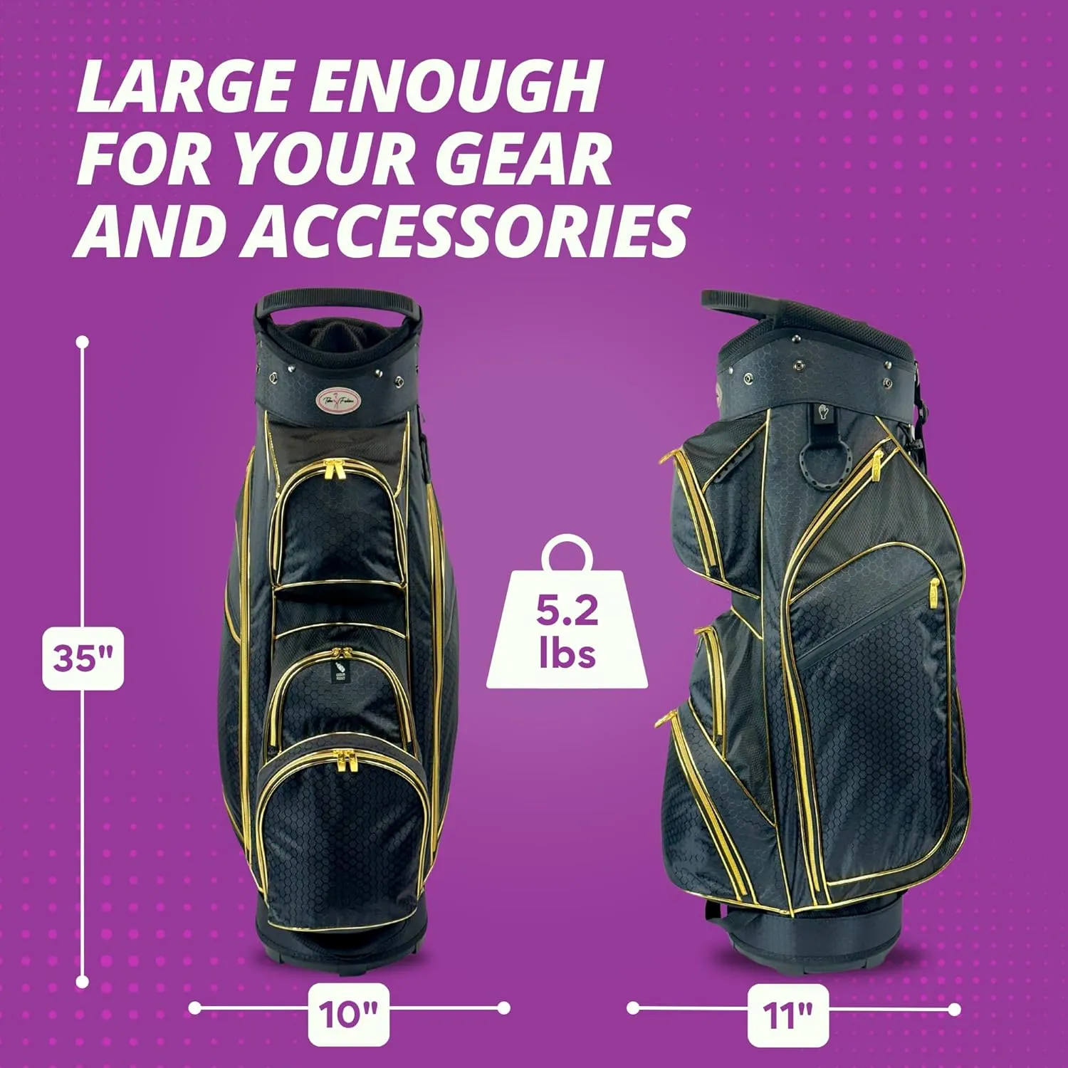 Womens Golf Bag - Taboo Fashions Lightweight Ladies Cart Bag, 14-Way, 7 Zippered Pockets, Rain Hood, Tee Holder, with Insulated Cooler Beverage Compartment