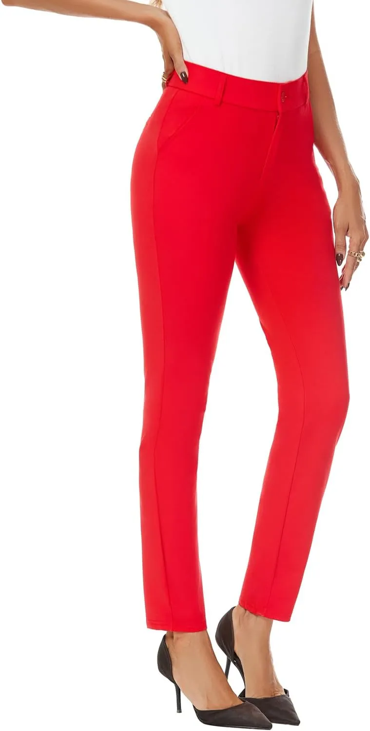 Women's High Waist Skinny Comfy Stretchy Work Pants with Pockets
