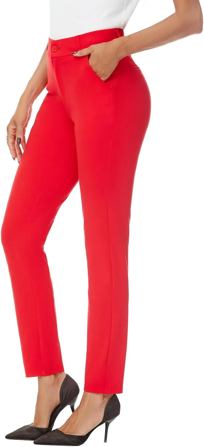 Women's High Waist Skinny Comfy Stretchy Work Pants with Pockets