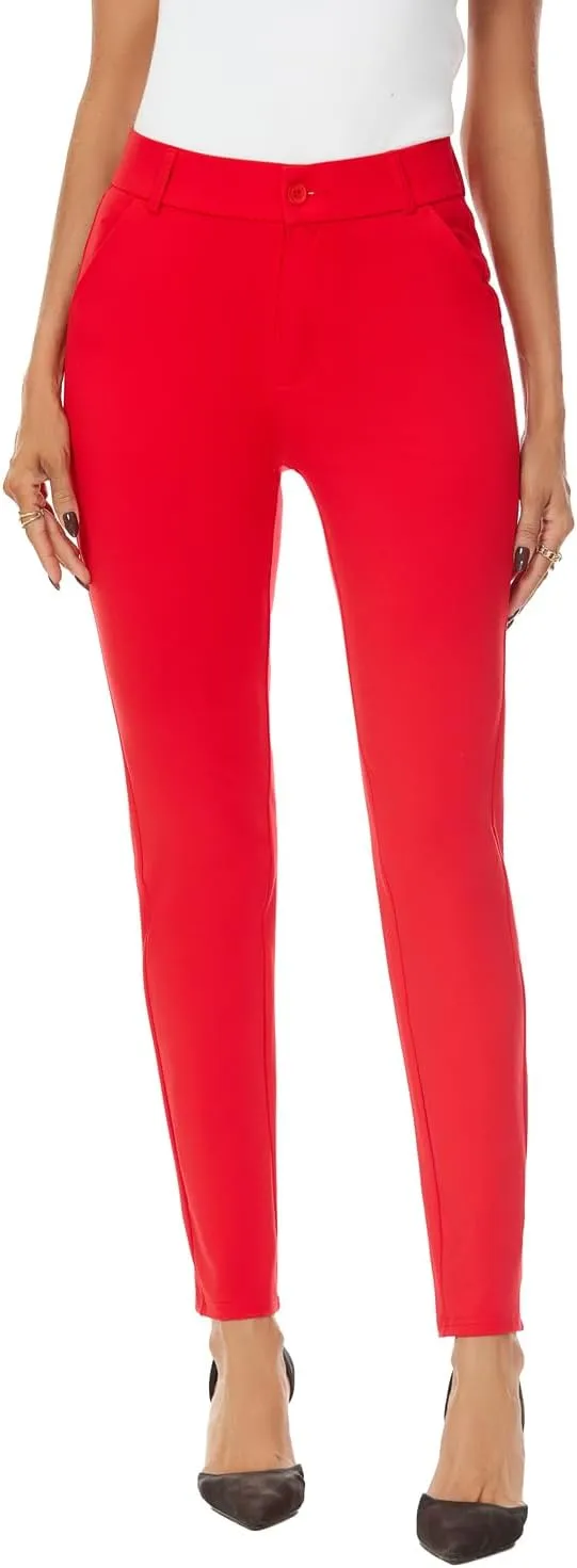Women's High Waist Skinny Comfy Stretchy Work Pants with Pockets
