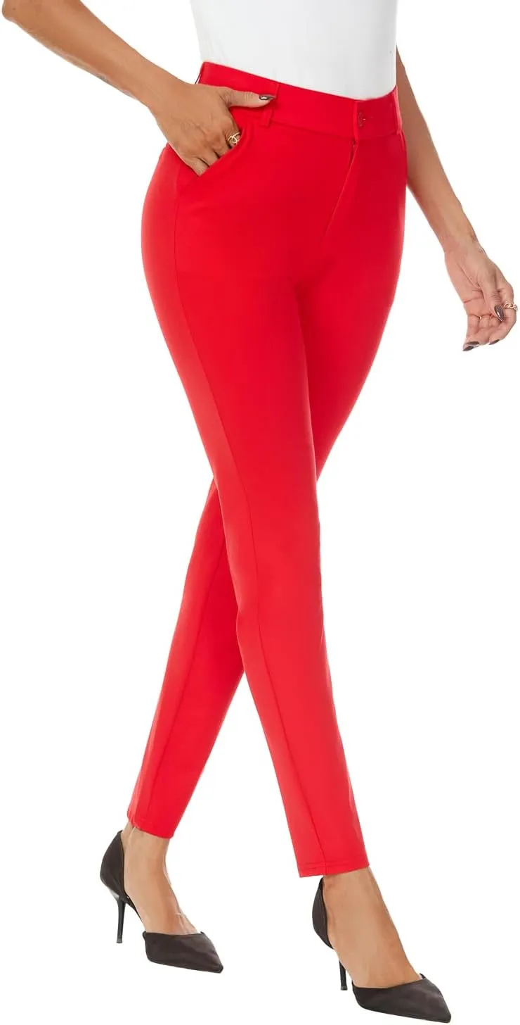 Women's High Waist Skinny Comfy Stretchy Work Pants with Pockets