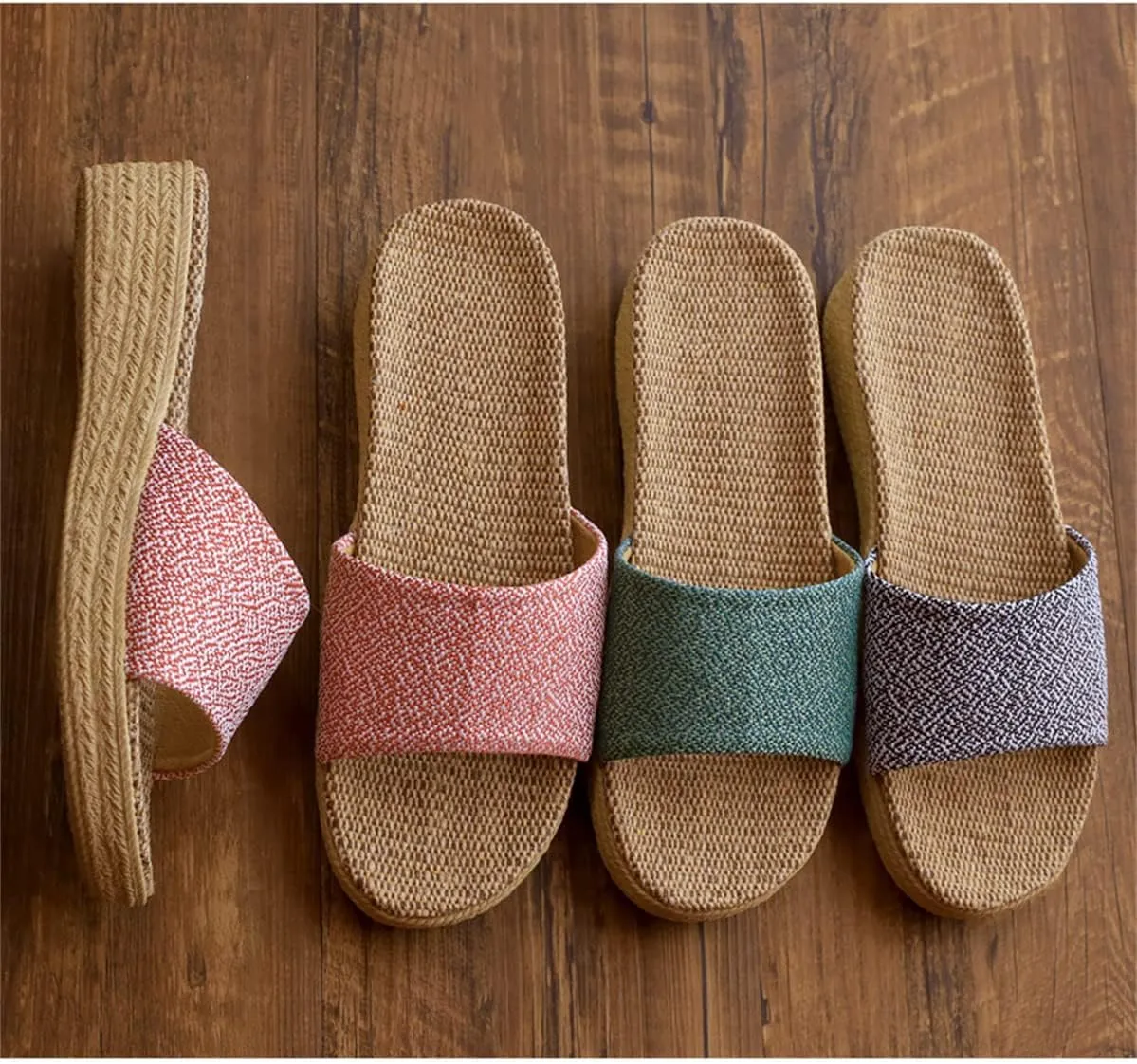 Women's Indoor Cotton Linen Home Slippers Non-Slip Casual Sandals