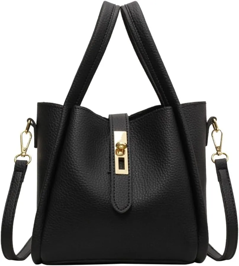 Women's Leather Tote Handbag with Zipper Closure, Shoulder Backpack Stylish Vintage Bucket Bag Crossbody Bag