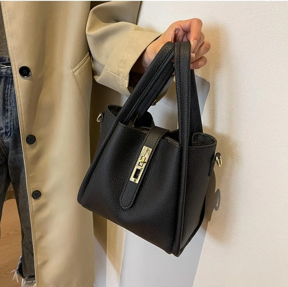 Women's Leather Tote Handbag with Zipper Closure, Shoulder Backpack Stylish Vintage Bucket Bag Crossbody Bag