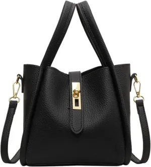 Women's Leather Tote Handbag with Zipper Closure, Shoulder Backpack Stylish Vintage Bucket Bag Crossbody Bag