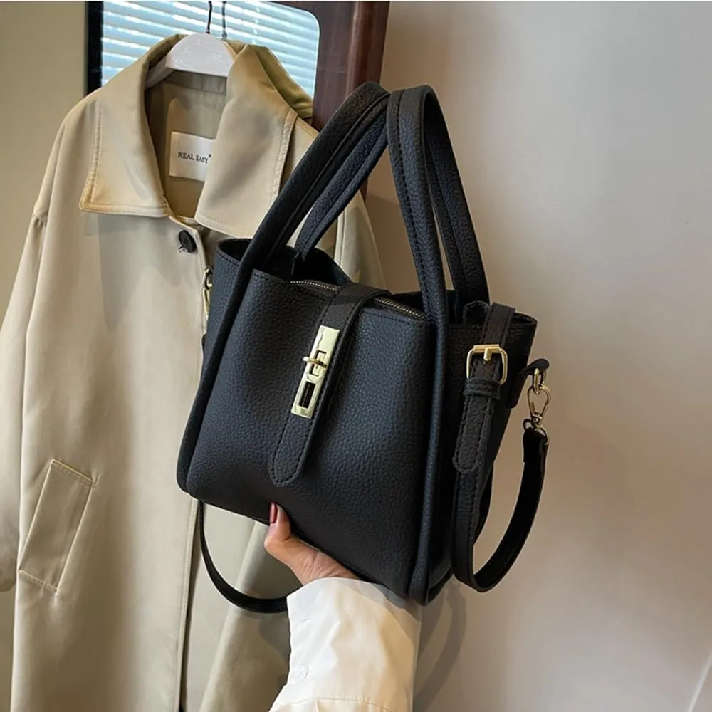 Women's Leather Tote Handbag with Zipper Closure, Shoulder Backpack Stylish Vintage Bucket Bag Crossbody Bag