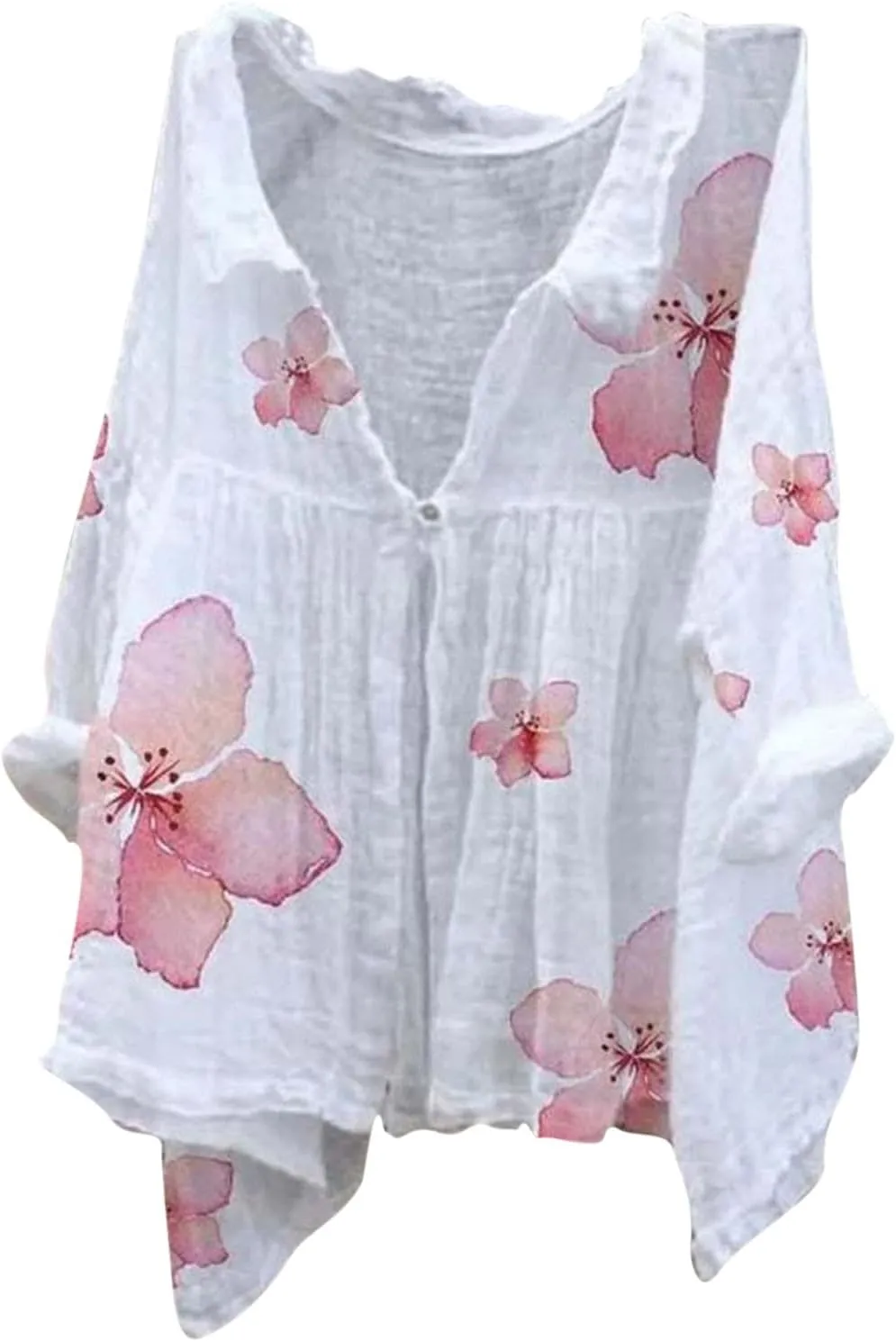 Womens Linen Tops Print Natural Autumn Fragrant Fabric Shirt Women Button Down Shirt Womens Linen Button Down Shirts