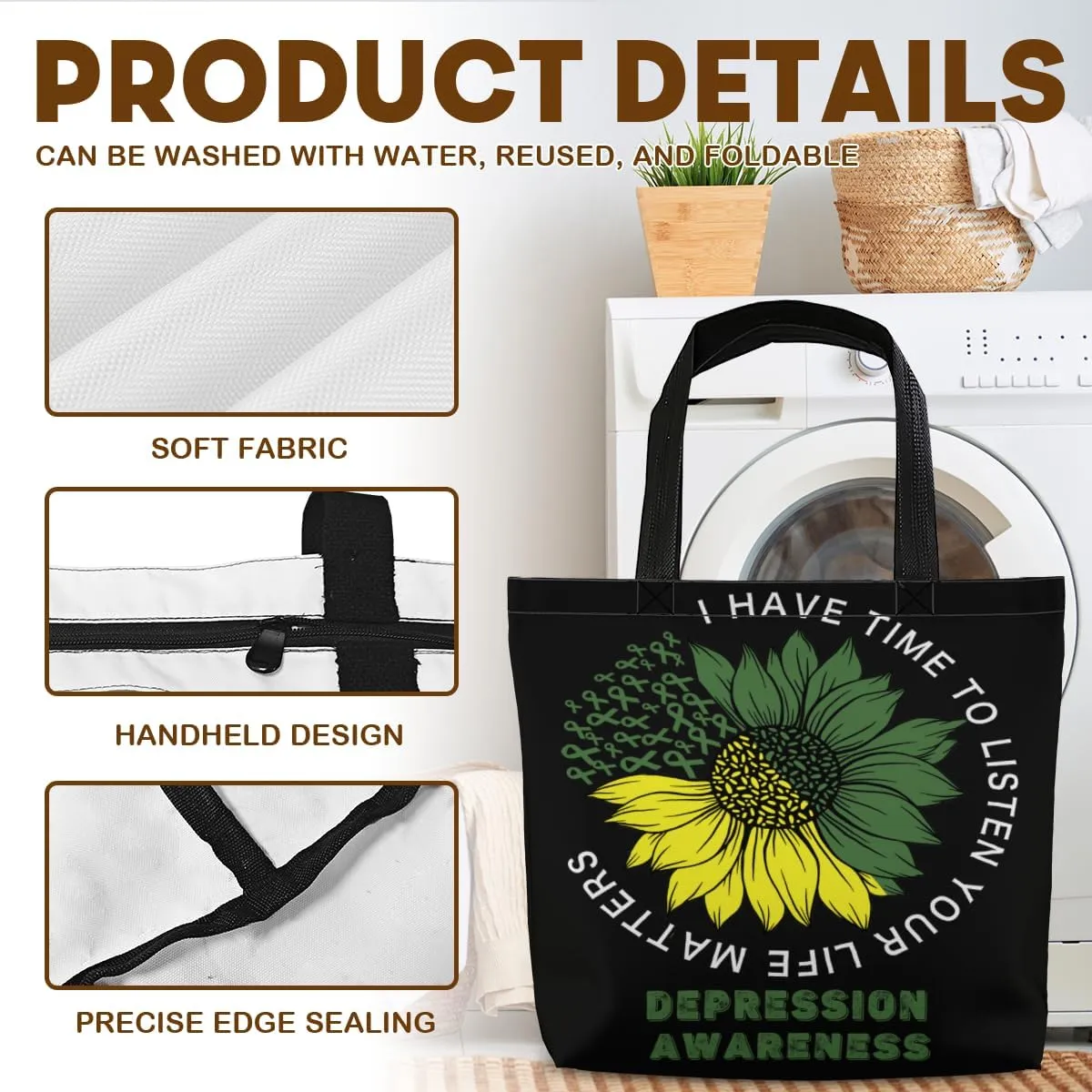 Women's Men Large Kitchen Reusable Grocery Bags Shoulder Bags With Zipper Beach Shopping Bag for Outdoors
