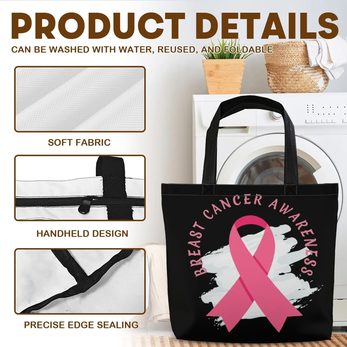 Women's Men Large Kitchen Reusable Grocery Bags Shoulder Bags With Zipper Beach Shopping Bag for Outdoors