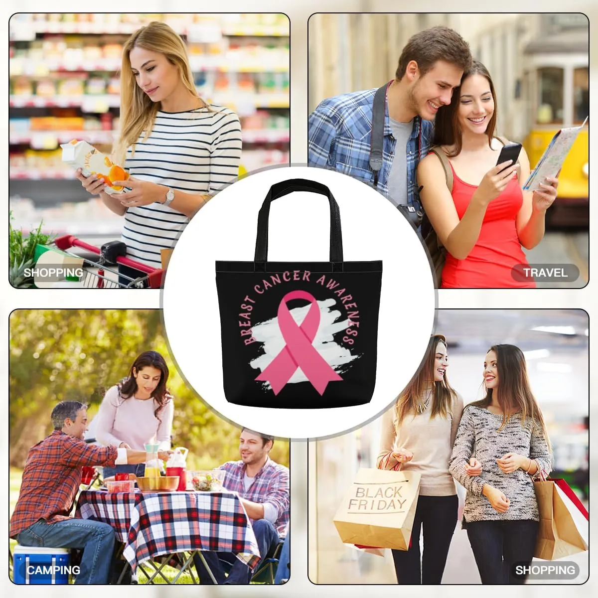 Women's Men Large Kitchen Reusable Grocery Bags Shoulder Bags With Zipper Beach Shopping Bag for Outdoors