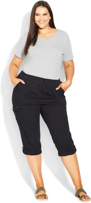 Women's Plus Size Cotton Roll Up Capri