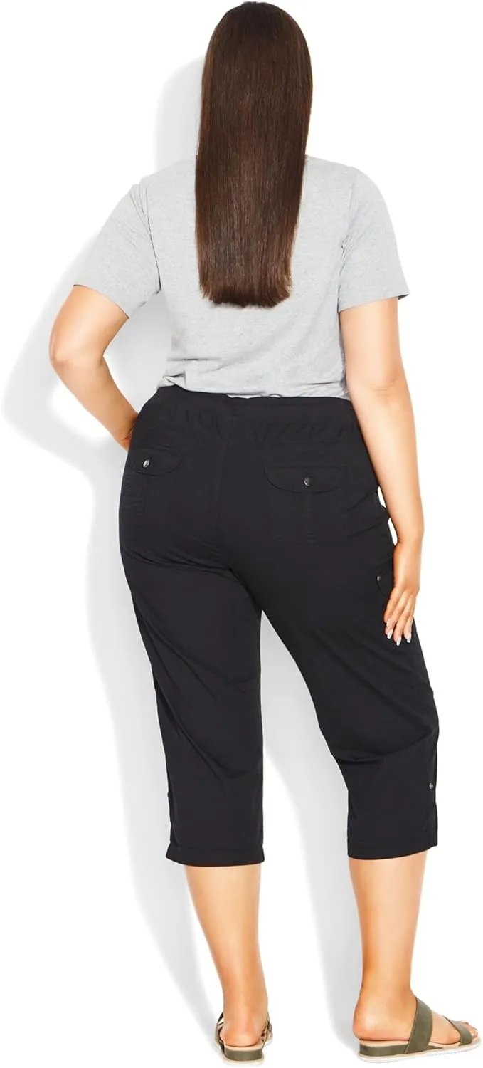 Women's Plus Size Cotton Roll Up Capri