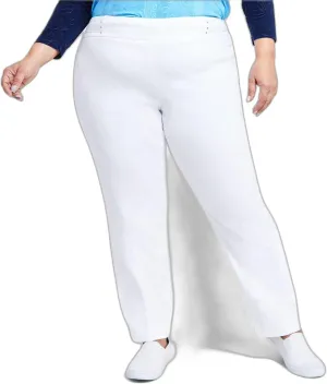 Womens Plus Size Tummy Control Slim-Leg Pants (20W, Bright White)