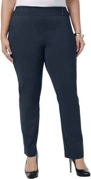 Womens Plus Slim Leg Comfort Waist Casual Pants Navy 14W